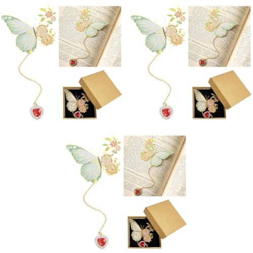 Climberty® Metal Butterfly Bookmark with Red Heart Chain Pendent, Cute Funny Metal Bookmark, Unique Gifts Book Markers for Women Book Lovers, Valentine Mother's Day Christmas New Year Birthday Gift 3 Climberty® Metal Butterfly Bookmark with Red Heart Chain Pendent, Cute Funny Metal Bookmark, Unique Gifts Book Markers for Women Book Lovers, Valentine Mother's Day Christmas New Year Birthday Gift 3